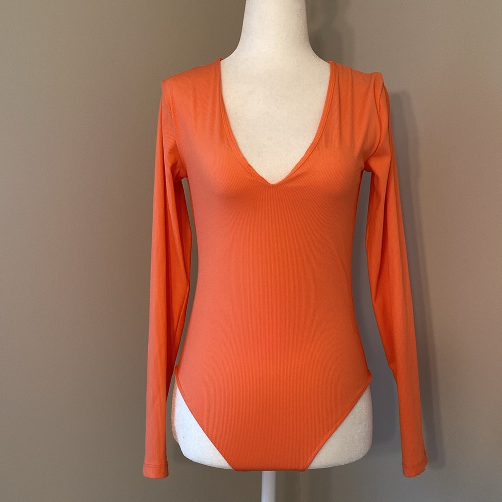 House of Harlow 1960 Bodysuit Ribbed Coral Orange Size S